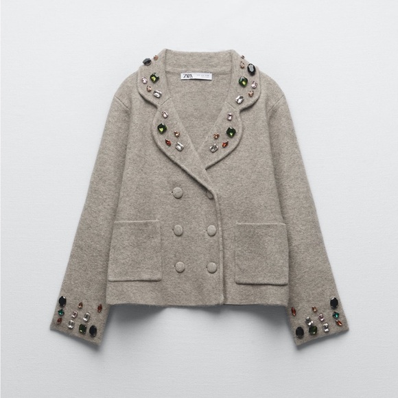 Zara Rhinestone Knit Blazer - Picture 1 of 4